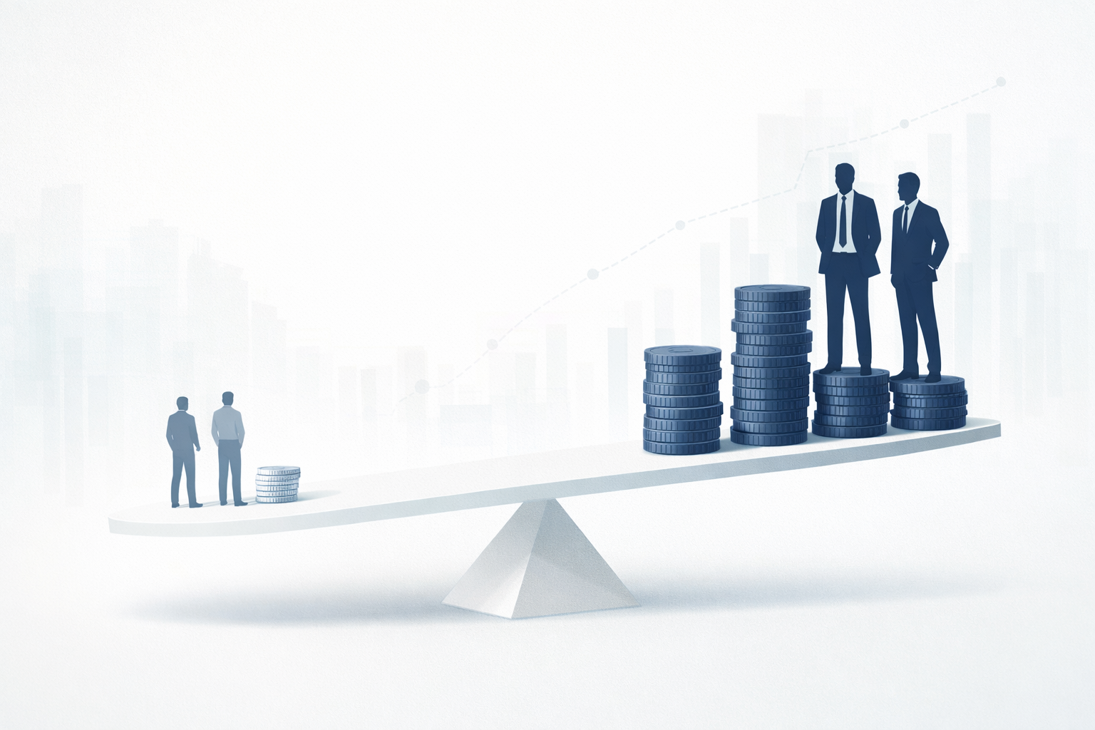 Ilustración editorial que representa la asimetría de poder de mercado en la adopción de la inteligencia artificial, mostrando un terreno de juego estructuralmente desigual para las pymes.